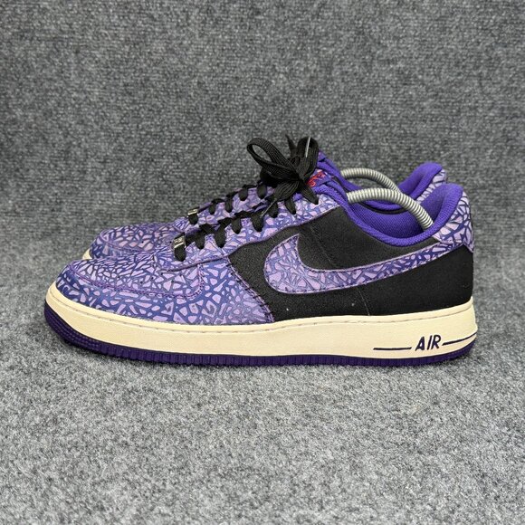 Nike Air Force 1 Low‎ Shoes Men\'s Size 13 Crackled Purple Black Athletic Retro main image 4